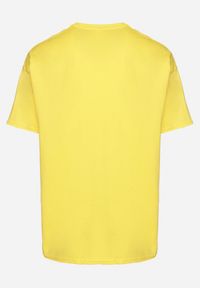 Born2be - Żółta Koszulka T-shirt z Bawełny Fodarella. Okazja: na co dzień. Kolor: żółty. Materiał: bawełna. Wzór: aplikacja. Styl: klasyczny, casual, elegancki