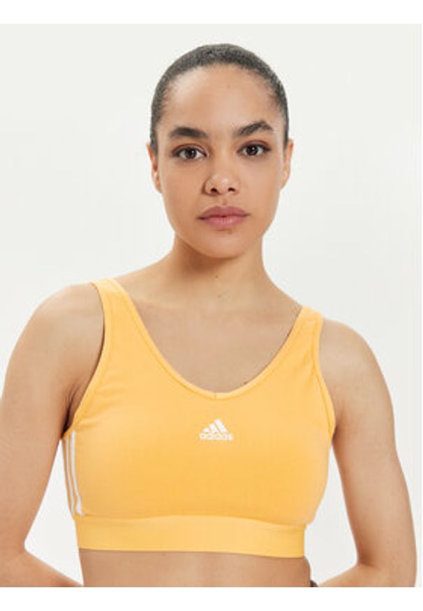 Adidas - adidas Top Essentials 3-Stripes IR6110 Żółty Slim Fit. Kolor: żółty. Materiał: bawełna