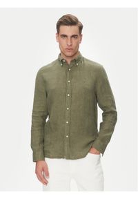 TOMMY HILFIGER - Tommy Hilfiger Koszula MW0MW34602 Zielony Regular Fit. Kolor: zielony. Materiał: len