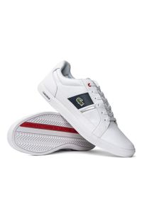 Sneakersy męskie białe Lacoste Europa 0121 1 Sma. Kolor: biały. Materiał: dzianina. Sezon: lato. Sport: bieganie