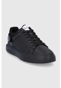 Trussardi Jeans - Trussardi buty kolor czarny. Nosek buta: okrągły. Zapięcie: sznurówki. Kolor: czarny. Materiał: guma. Obcas: na platformie