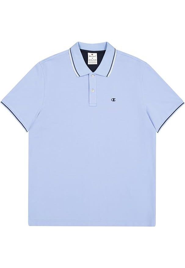 Koszulka męska Champion polo. Okazja: na co dzień. Typ kołnierza: polo. Kolor: niebieski. Styl: casual