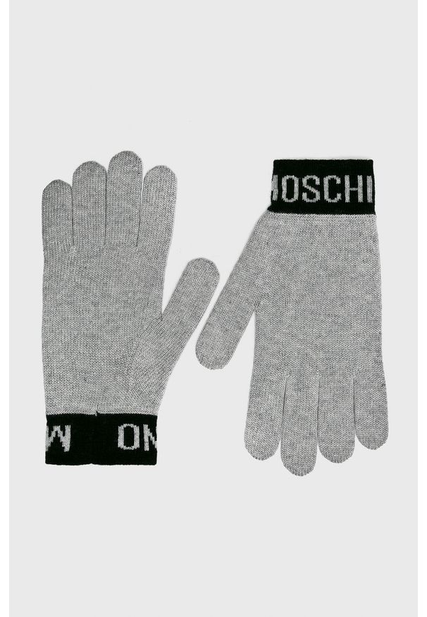 MOSCHINO - Moschino - Rękawiczki. Kolor: szary. Materiał: wełna, wiskoza, dzianina, kaszmir, poliamid