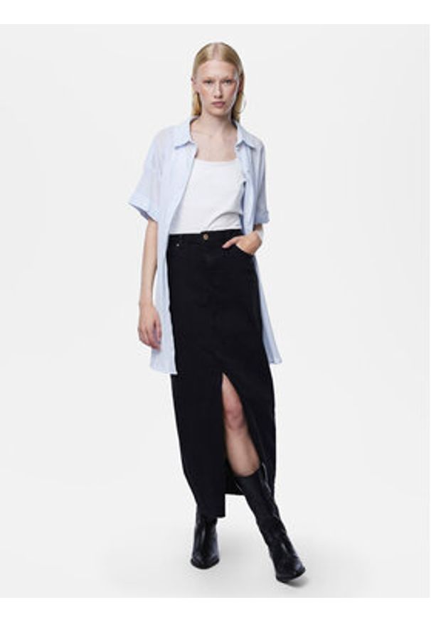 Pieces Spódnica jeansowa Jessie 17150234 Czarny Regular Fit. Kolor: czarny. Materiał: bawełna