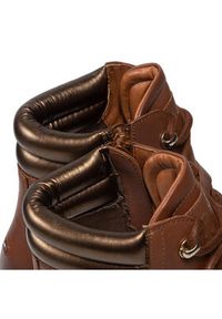 TOMMY HILFIGER - Tommy Hilfiger Botki Polished Leather Flat Boot FW0FW06042 Brązowy. Kolor: brązowy. Materiał: skóra #7