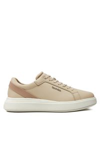 Calvin Klein Sneakersy Low Top Lace Up W/ Stripe HM0HM01494 Beżowy. Kolor: beżowy. Materiał: skóra