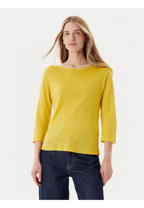 United Colors of Benetton - United Colors Of Benetton Bluzka 37UJD109X Żółty Regular Fit. Kolor: żółty. Materiał: len