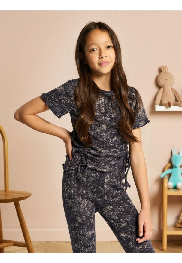 Sinsay - Koszulka z wiązaniami z boku - szary. Kolor: szary