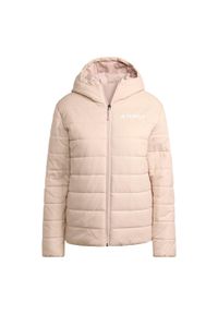Adidas - Kurtka z kapturem z ociepleniem Terrex Multi Essentials CLIMAWARM. Typ kołnierza: kaptur. Kolor: beżowy. Materiał: puch. Technologia: ClimaWarm (Adidas). Sport: turystyka piesza