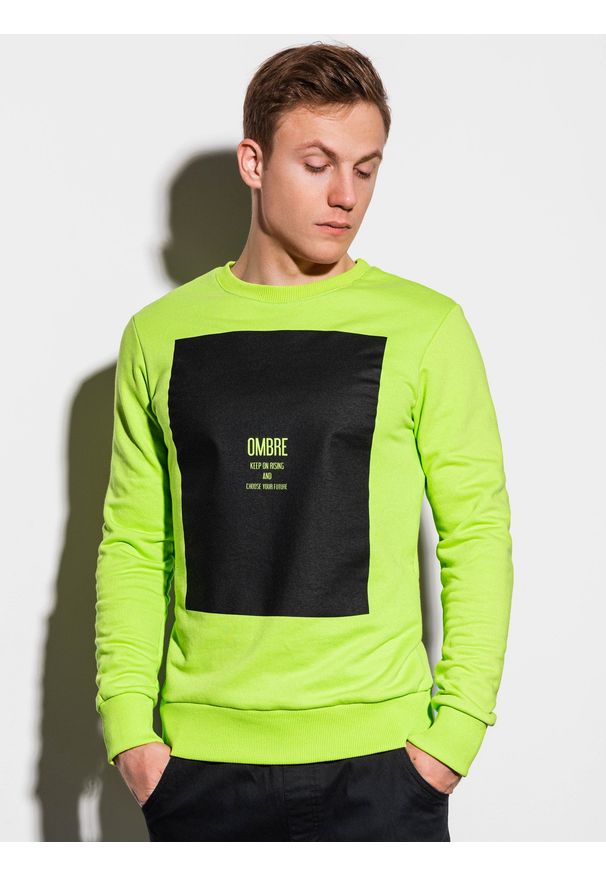 Zielona bluza Ombre Clothing z nadrukiem, bez kaptura, klasyczna