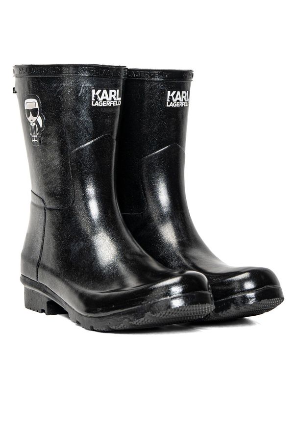 Kalosze damskie czarne Karl Lagerfeld Kalosh Ikonic Midi. Okazja: na co dzień, do pracy, na spacer. Kolor: czarny. Styl: casual