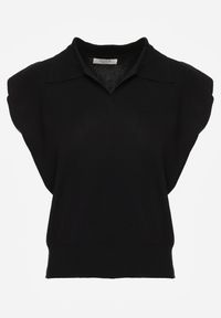 Renee - Czarna Sweterkowa Bluzka z Wiskozy z Kołnierzykiem i Usztywnioną Linią Ramion Helite. Kolor: czarny. Materiał: wiskoza. Styl: elegancki #4