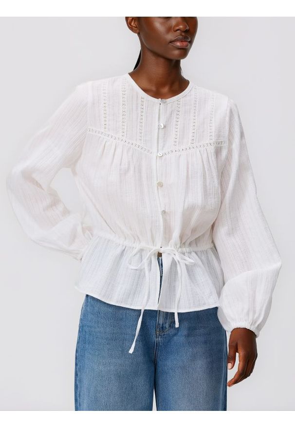 Reserved - Bawełniana bluzka - biały. Kolor: biały. Materiał: bawełna