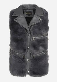 Born2be - Ciemnoszara Kamizelka Futrzana Irelaia. Kolor: szary. Materiał: futro #7