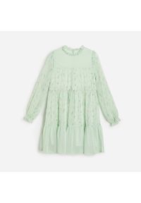 Reserved - Sukienka ze wzorzystej tkaniny - Zielony. Kolor: zielony. Materiał: tkanina #1