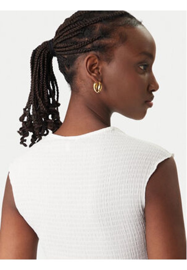 Tommy Jeans Top Smock Seersucker DW0DW22220 Biały Slim Fit. Kolor: biały. Materiał: syntetyk