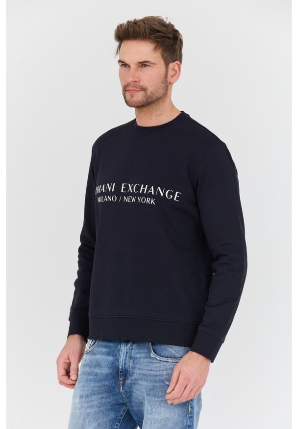 Armani Exchange - ARMANI EXCHANGE Granatowa bluza. Kolor: niebieski