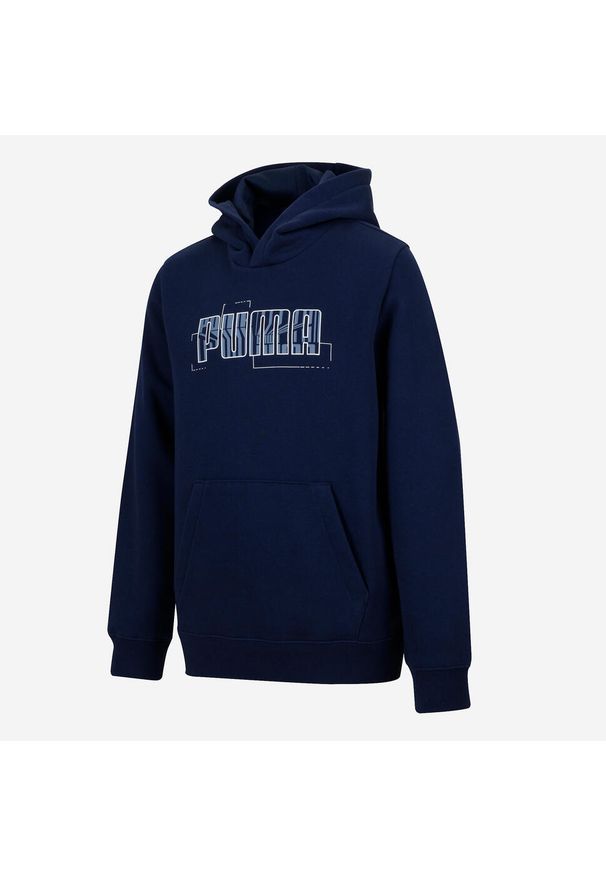 Bluza dziecięca Puma z kapturem. Typ kołnierza: kaptur. Kolor: niebieski. Materiał: materiał, bawełna. Sport: joga i pilates