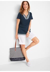 bonprix - Shirt 2 w 1, krótki rękaw, z bawełny organicznej. Kolor: niebieski. Materiał: bawełna. Długość rękawa: krótki rękaw. Długość: krótkie #3