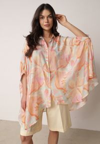 Born2be - Pomarańczowa Oversizowa Koszula z Bawełną o Kroju Typu Nietoperz Nyletia. Okazja: na co dzień. Typ kołnierza: kołnierzyk klasyczny. Kolor: pomarańczowy. Materiał: bawełna. Sezon: wiosna, lato. Styl: elegancki, klasyczny, casual #7