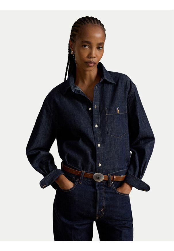 Polo Ralph Lauren Koszula jeansowa 211B17136001 Granatowy Regular Fit. Typ kołnierza: polo. Kolor: niebieski. Materiał: bawełna