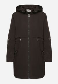 Born2be - Czarna Kurtka Parka Ściągana w Talii z Odpinanym Kapturem Milabra. Kolor: czarny. Materiał: tkanina #5