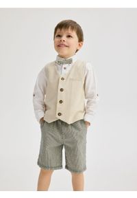 Reserved - Elegancki zestaw z muszką - beżowy. Kolor: beżowy. Materiał: tkanina, bawełna. Styl: elegancki #1