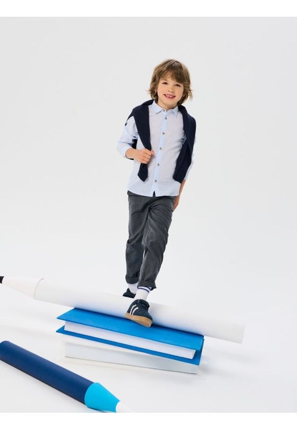 Sinsay - Koszula w paski - niebieski. Kolor: niebieski. Wzór: paski