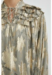 Bruuns Bazaar bluzka Hollyhock Betty damska kolor złoty wzorzysta. Kolor: złoty. Materiał: materiał, wiskoza #5