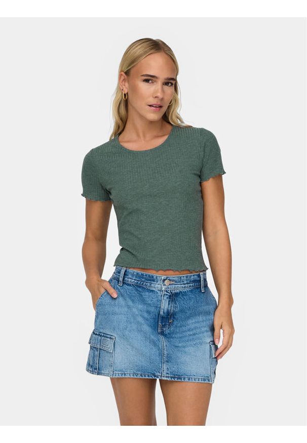 only - ONLY T-Shirt Emma 15201206 Zielony Slim Fit. Kolor: zielony. Materiał: syntetyk