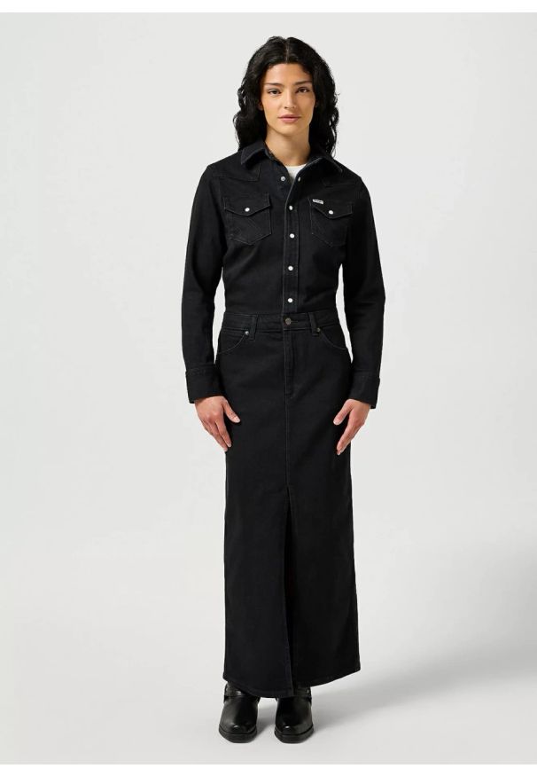 Wrangler - WRANGLER DAMSKA SUKIENKA JEANSOWA WRANGLER DENIM MATCH UP DRESS BLACK 112356782. Materiał: jeans, denim