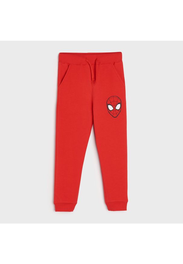 Sinsay - Spodnie dresowe jogger Spiderman - Czerwony. Kolor: czerwony. Materiał: dresówka. Wzór: motyw z bajki