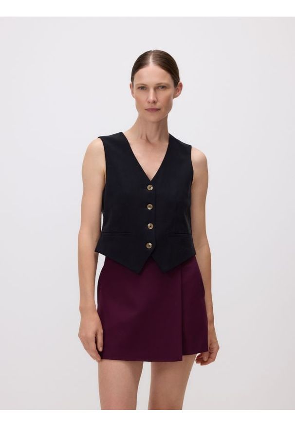 Reserved - Spódnico-szorty z wiskozą - mahoniowy. Kolor: brązowy. Materiał: wiskoza