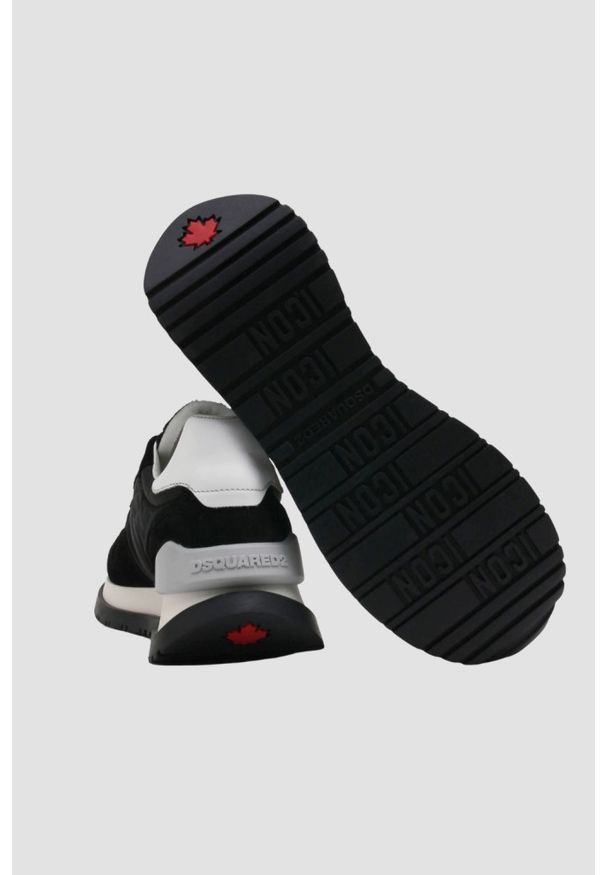 DSQUARED2 Czarne sneakersy Running Low Top, Rozmiar 36. Kolor: czarny. Materiał: skóra. Sport: bieganie