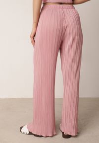 Born2be - Różowe Szerokie Spodnie z Wysokim Stanem ze Zwiewnej Tkaniny z Plisami Galiris. Okazja: do pracy, na co dzień, na spotkanie biznesowe. Stan: podwyższony. Kolor: różowy. Materiał: tkanina. Długość: długie. Styl: elegancki, biznesowy, casual #7