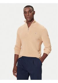 GANT - Gant Sweter 8050265 Beżowy Regular Fit. Kolor: beżowy. Materiał: bawełna