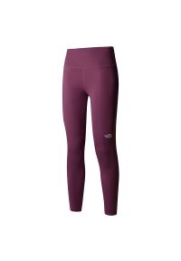 Legginsy The North Face Flex 0A89401NI1 - fioletowe. Stan: podwyższony. Kolor: fioletowy. Materiał: elastan, materiał, poliester. Wzór: aplikacja