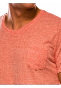 Ombre Clothing - T-shirt męski bez nadruku BASIC S1045 - pomarańczowy - XXL. Kolor: pomarańczowy. Materiał: poliester, wiskoza, bawełna #4