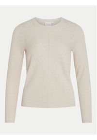 Vila Sweter Olina 14098889 Beżowy Regular Fit. Kolor: beżowy. Materiał: syntetyk #7