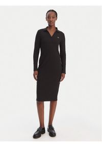 Calvin Klein Jeans Sukienka dzianinowa LV047E202G Czarny Slim Fit. Kolor: czarny. Materiał: bawełna #1