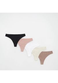 Reserved - Bawełniane majtki typu stringi 5 pack - Różowy. Kolor: różowy. Materiał: bawełna