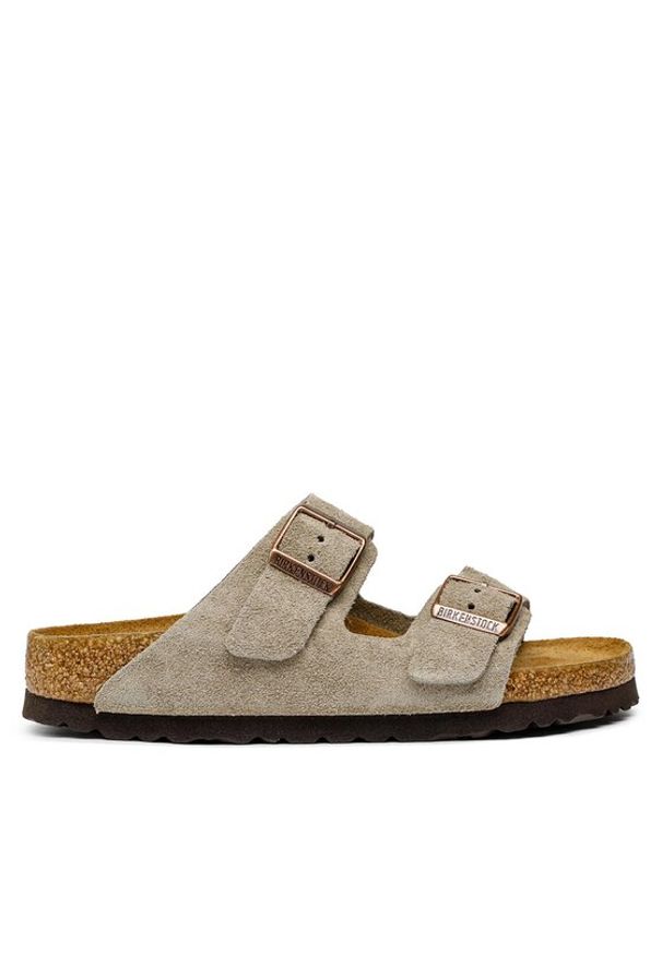 Birkenstock Klapki Arizona Bs 0951303 Khaki. Kolor: brązowy. Materiał: zamsz, skóra