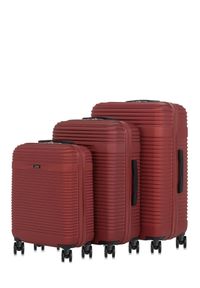 Ochnik - Komplet walizek na kółkach 19''/24''/28''. Kolor: czerwony. Materiał: materiał, poliester, guma, kauczuk