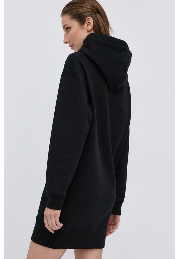 The Kooples - Sukienka. Okazja: na co dzień. Typ kołnierza: kaptur. Kolor: czarny. Materiał: dzianina. Długość rękawa: długi rękaw. Wzór: aplikacja. Typ sukienki: proste. Styl: casual