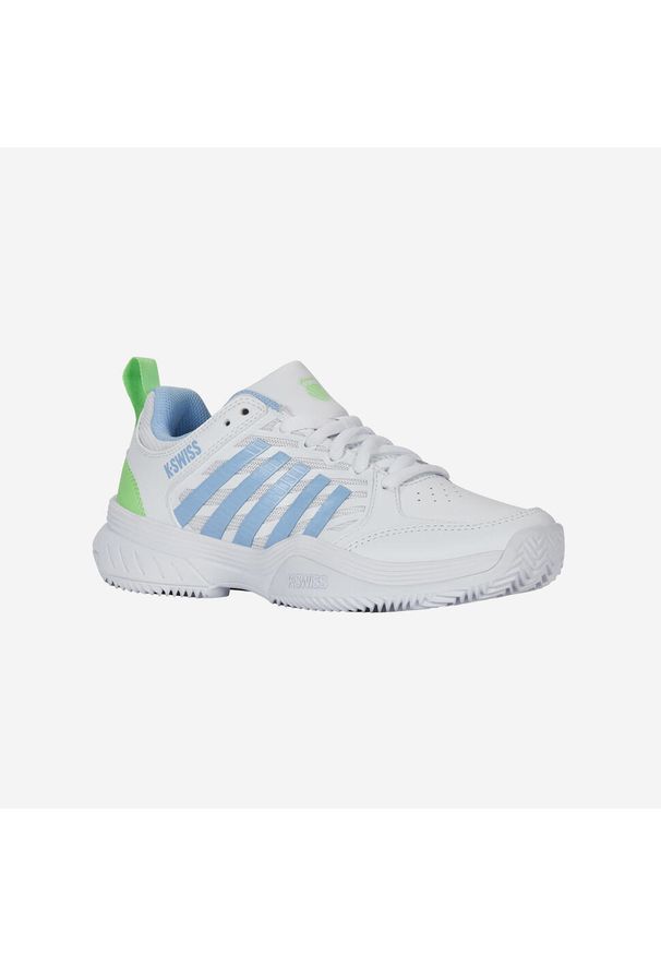 Buty tenisowe damskie K-Swiss Court Express 2 na mączkę. Materiał: kauczuk, skóra, syntetyk. Szerokość cholewki: normalna. Sport: tenis