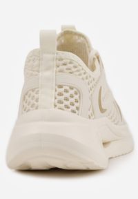 Born2be - Beżowe Siateczkowe Buty Sportowe Sneakersy z Geometrycznymi Wstawkami Launret. Okazja: na co dzień, do pracy. Kolor: beżowy. Materiał: jeans. Wzór: geometria. Sport: fitness #2