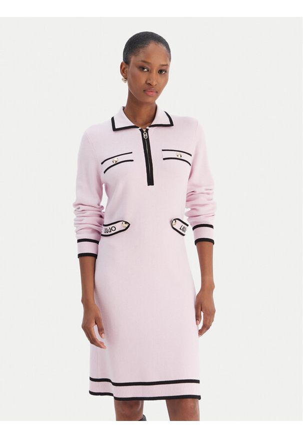 Liu Jo Sport Sukienka dzianinowa TF5251 MS59L Różowy Regular Fit. Kolor: różowy. Materiał: syntetyk. Typ sukienki: sportowe. Styl: sportowy