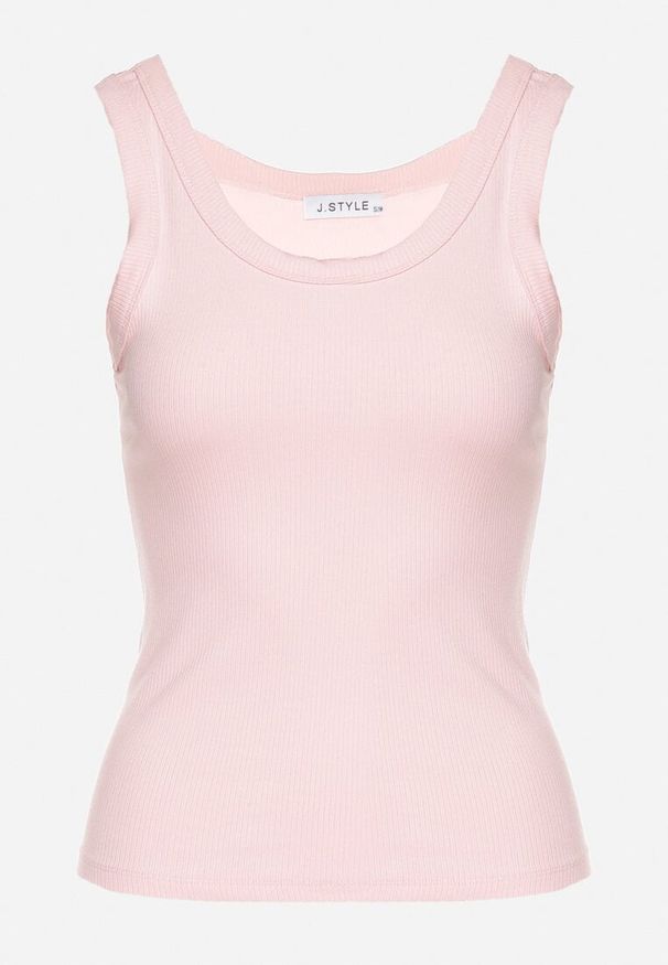 Born2be - Różowy Top w Prążki Tosava. Okazja: na co dzień. Kolor: różowy. Materiał: jeans. Wzór: prążki. Styl: elegancki, casual