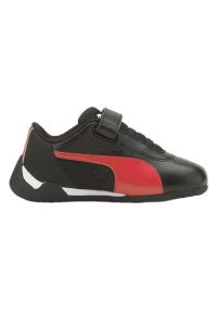 Buty sportowe dziecięce Puma Race R-Cat 30654802 czarne. Zapięcie: rzepy. Kolor: czarny. Materiał: guma, syntetyk, skóra ekologiczna, materiał. Szerokość cholewki: normalna. Wzór: aplikacja #1