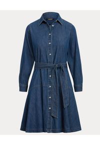 Lauren Ralph Lauren - LAUREN BY RALPH LAUREN - Jeansowa koszulowa sukienka. Kolor: niebieski. Materiał: jeans. Typ sukienki: koszulowe. Styl: klasyczny. Długość: mini
